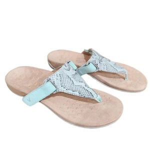 Vionic Wanda Suede Adjustable Sandal, Teal Blue, Women's 9